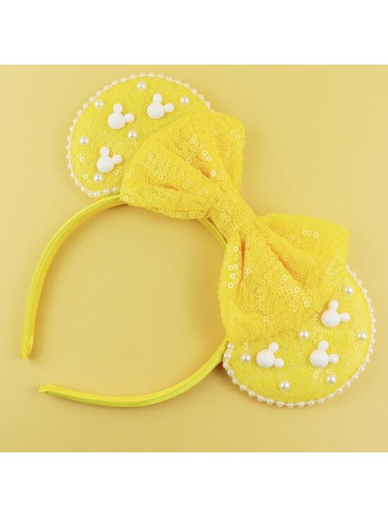 Women Yellow Polyester Velvet Mickey Mouse Halloween Costume Headband